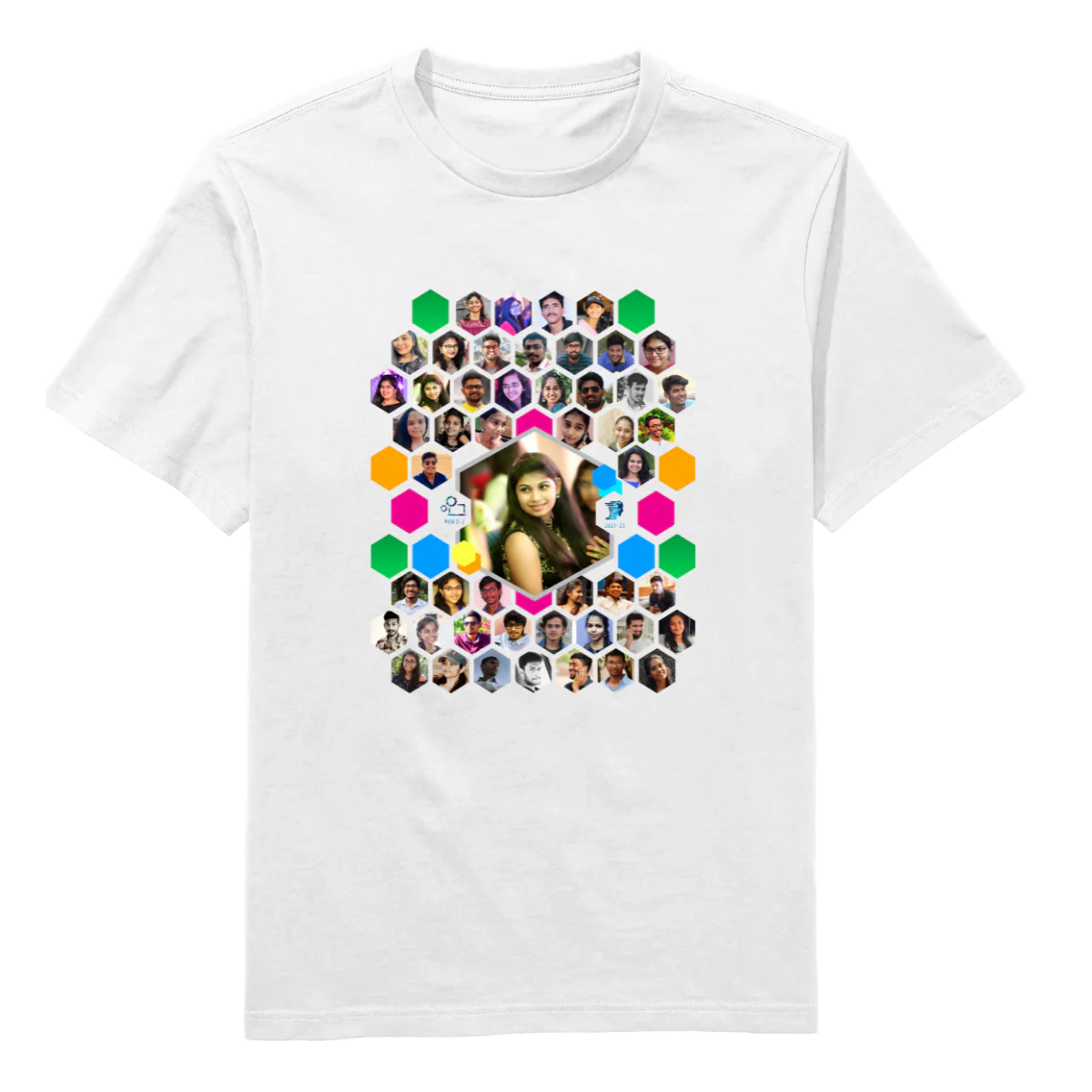 Zig Zag Hexagon Model Round Neck T-Shirt