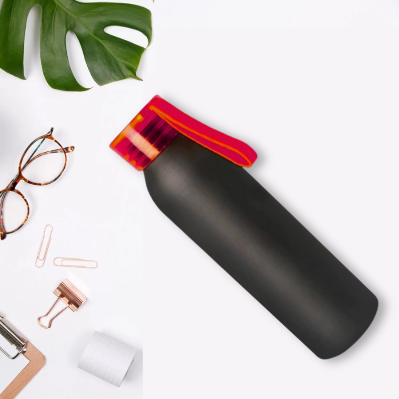 Aluminium Metal Bottle With Silicon Cap (Red)