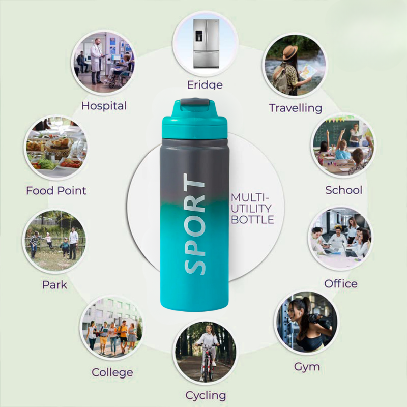 Vacuum Hot & Cold  Sports Sipper Bottle (Blue)