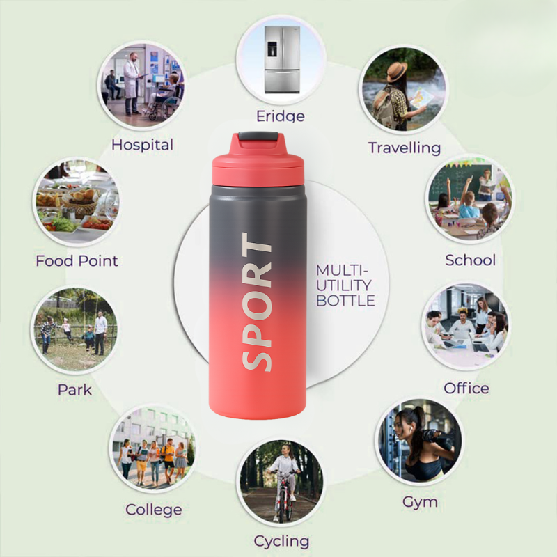 Vacuum Hot & Cold  Sports Sipper Bottle (Red)