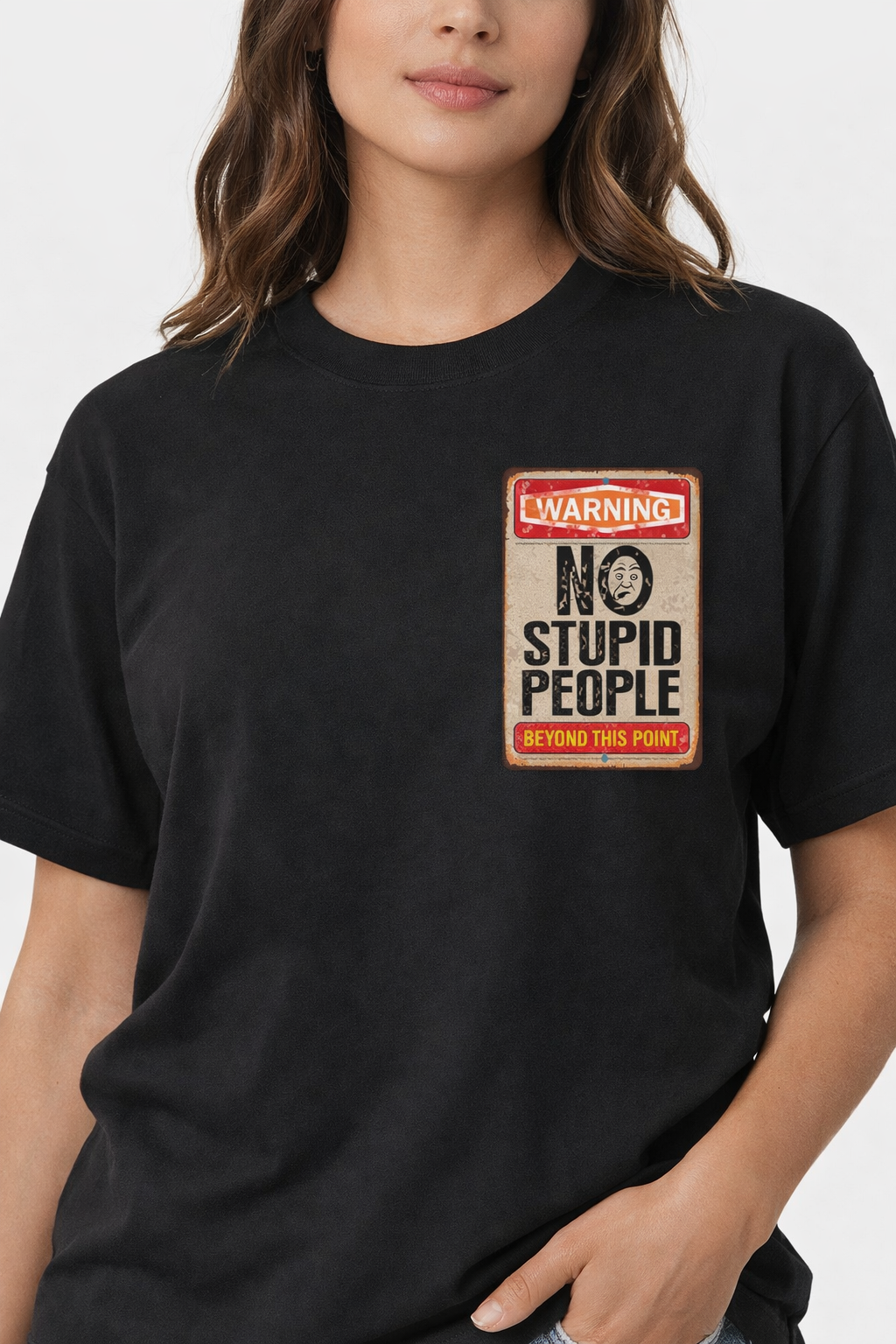 No Stupid People Round Neck T-Shirt