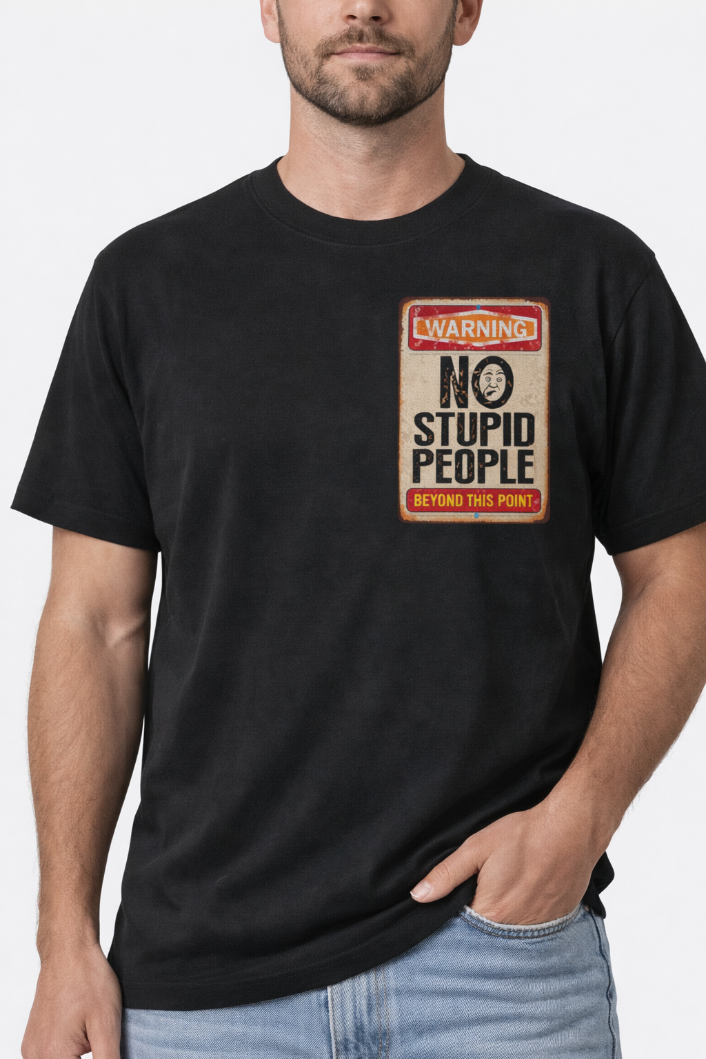 No Stupid People Round Neck T-Shirt